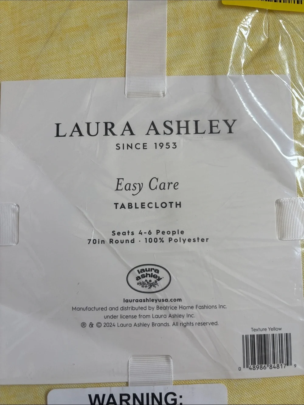 Laura Ashley Decorative Tablecloth, Wrinkle and Stain Resistant,70